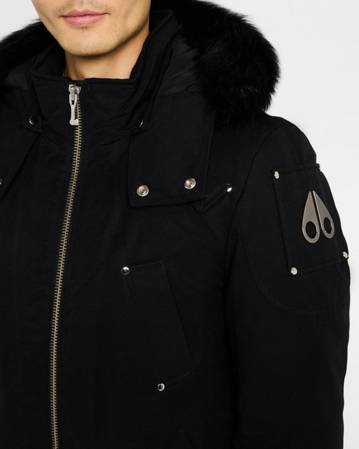 Moose Knuckles Black Apos;S Shearling Ballistic Bomber Jacket for men