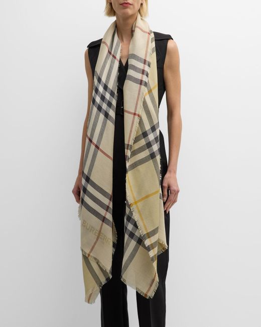 Burberry Multicolor Check Gauze Wool-blend Scarf