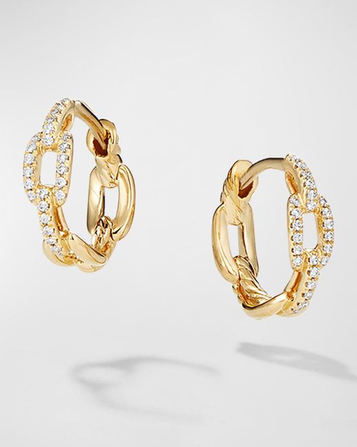 David Yurman Stax Chain Link Huggie Hoop Earrings With Diamonds In 18k  Gold, 12.5mm in Metallic | Lyst