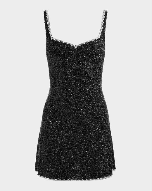 alice and olivia black dress with pearls Alice + Olivia Ellis Embellished Bow Mini Dress in Black