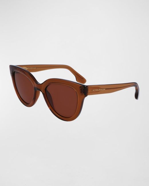 Victoria Beckham Brown Monochrome Acetate Cat-eye Sunglasses
