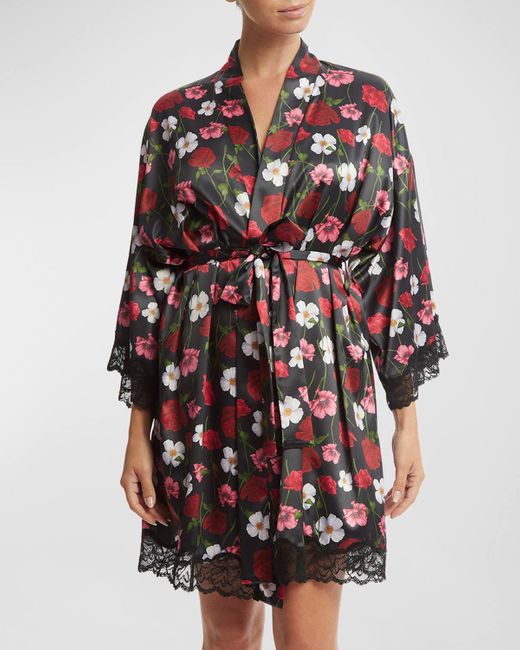 Hanky Panky Multicolor So Luxe Floral-print Lace-trim Robe