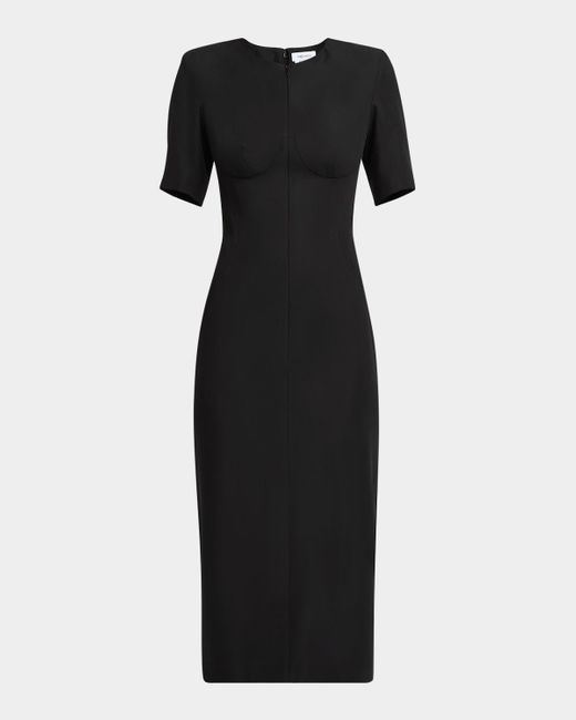 Alexander McQueen Black Day Wool-Blend Midi Dress