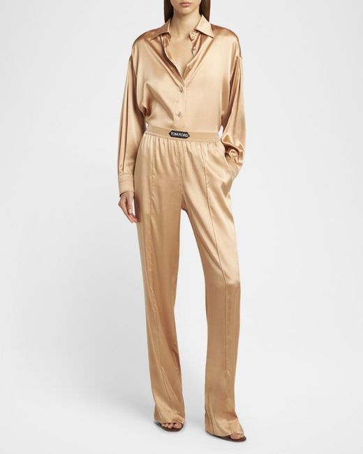 Tom Ford Natural Button-Down Silk Shirt