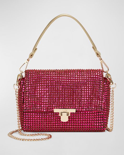 Rafe New York Red Sarita Crystal-embellished Flap Clutch Bag