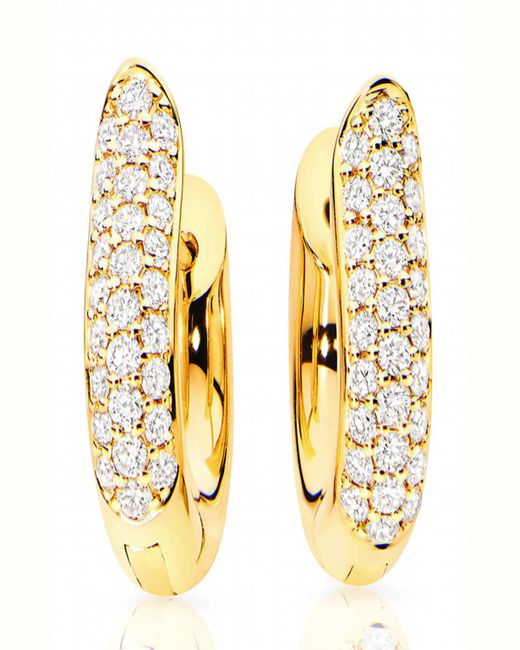 Tamara Comolli Metallic Pave Diamond Hoop Earrings In 18k Yellow Gold