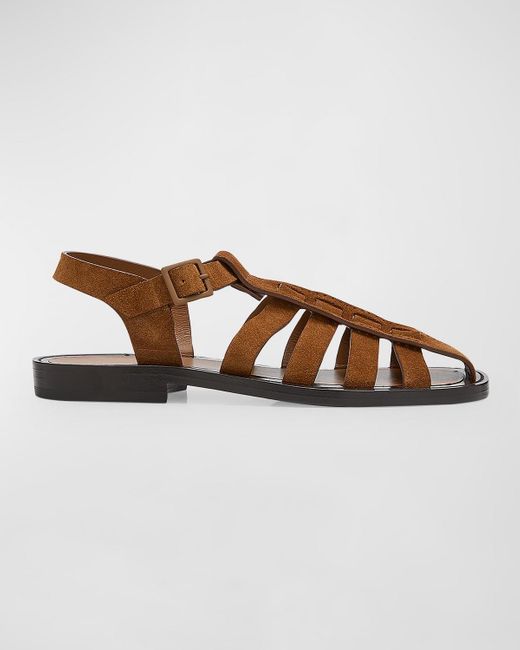 The Row Brown Pablo Suede Fisherman Sandals