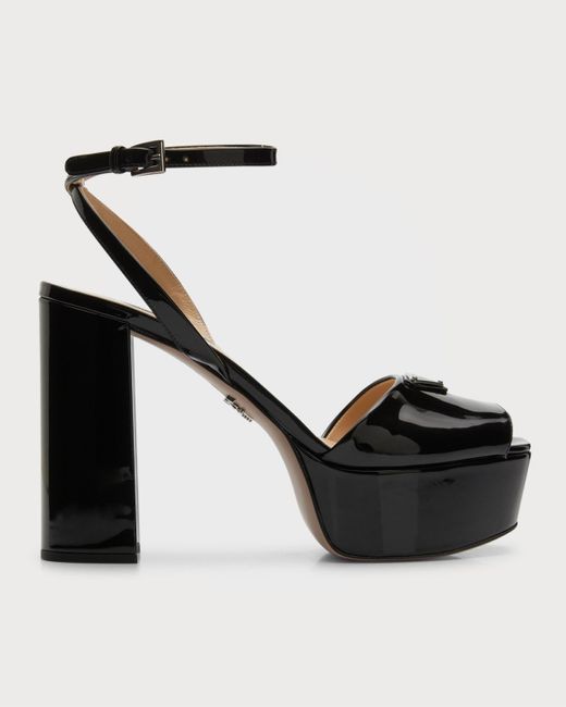 Prada Black Ankle-Strap Platform Sandals