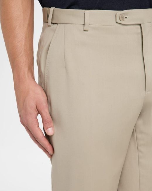Brioni Natural Apos;S Wool Twill Flat-Front Pants for men