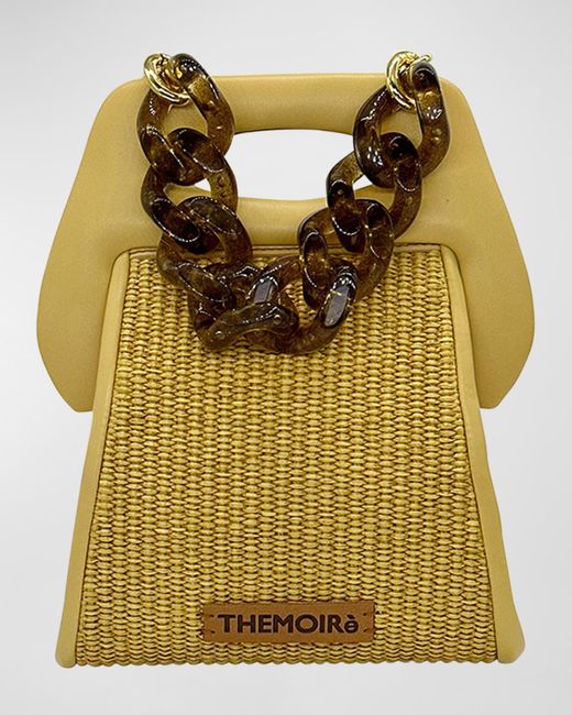 THEMOIRÈ Yellow Clori Eco-Fabric Straw Top-Handle Bag