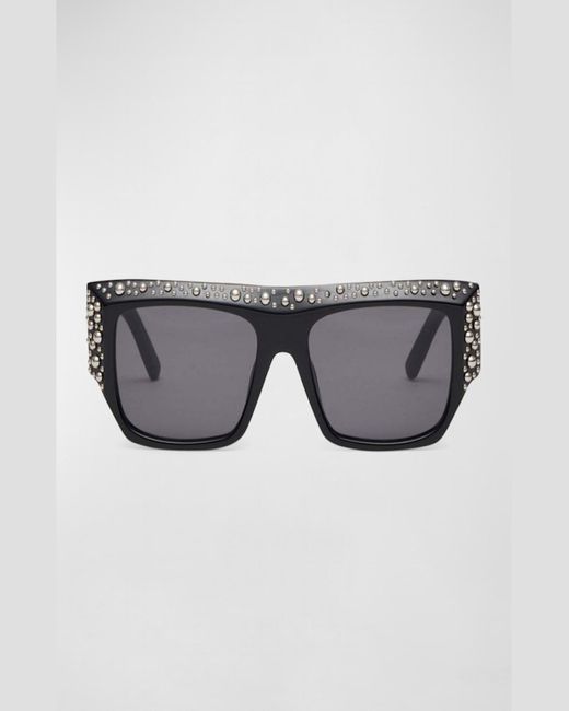 Palm Angels Black Casablanca Studded Rectangle Logo Sunglasses for men