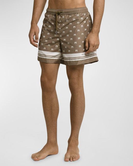 Moncler Natural M-Print Swim Shorts for men