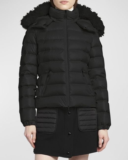 Moncler Black Badyf Faux Fur-Trimmed Hooded Short Down Jacket