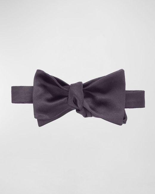 Brunello Cucinelli Blue Basic Solid Silk And Cotton Bow Tie for men