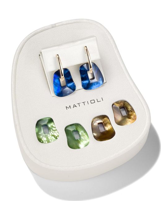 Mattioli White Puzzle Hoop Earrings, Mother-of-pearl