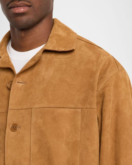 AMI Brown Apos;S Leather Button-Down Overshirt for men