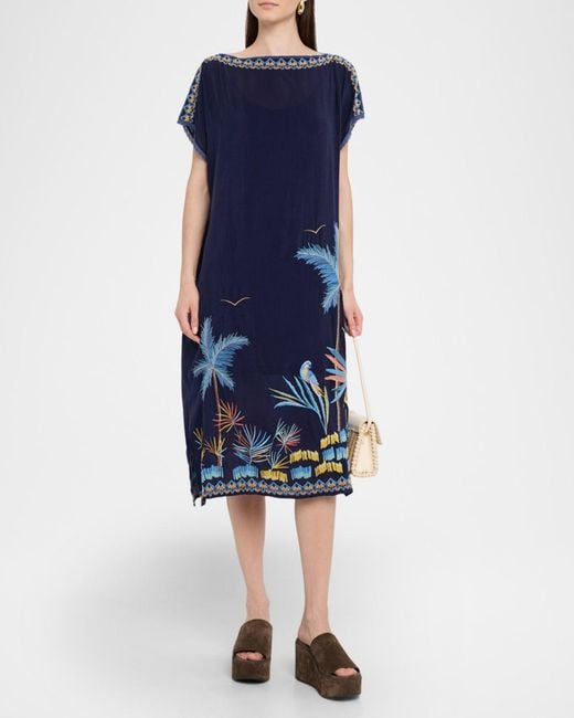 johnny was embroidered midi dress Johnny Was Women's Mia Dress in Black, Size XL, Floral