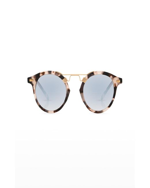 Krewe Blue St. Louis Round Mirrored Sunglasses