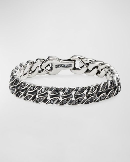 David Yurman Metallic Curb Chain Bracelet With Black Diamonds In Silver, 11.5mm for men