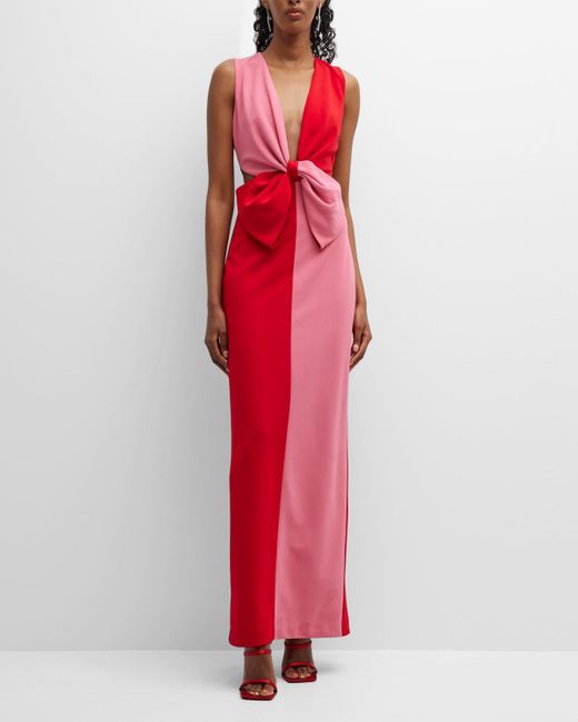 ONE33 SOCIAL Colorblock Cutout Bowfront Gown in Red Lyst