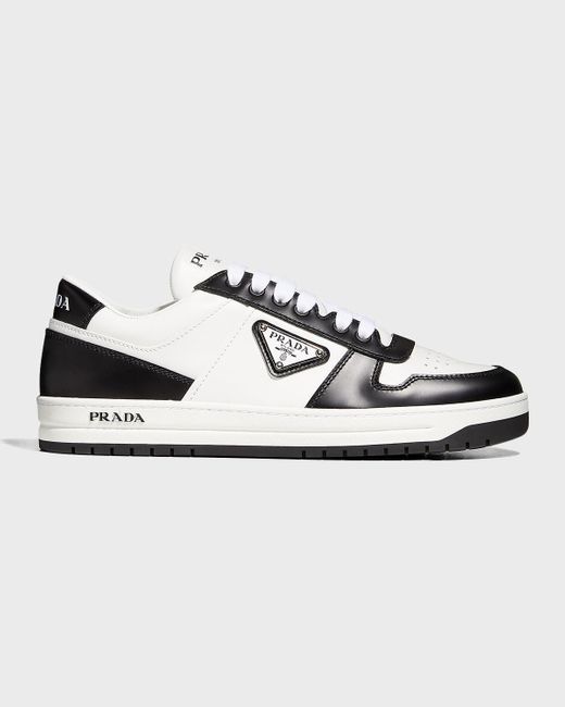 Prada White Bicolor Leather Low-top Court Sneakers