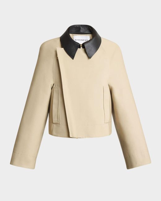 Givenchy Natural Leather Collar Zip Cocoon Jacket