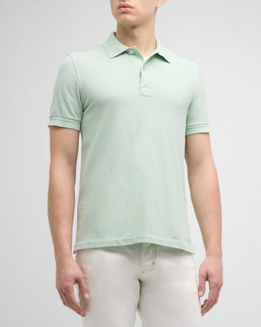Tom Ford Green Cotton Pique Polo Shirt for men
