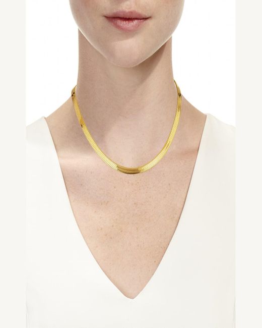 Fallon Metallic Wide Herringbone Collar Necklace
