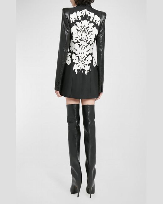 Alexander McQueen Black Damask Dripping Blazer Mini Dress