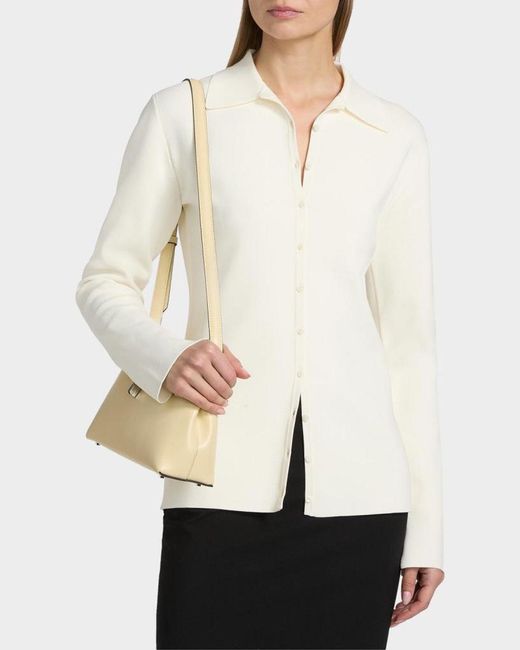 Totême White Compact Knit Buttoned Top