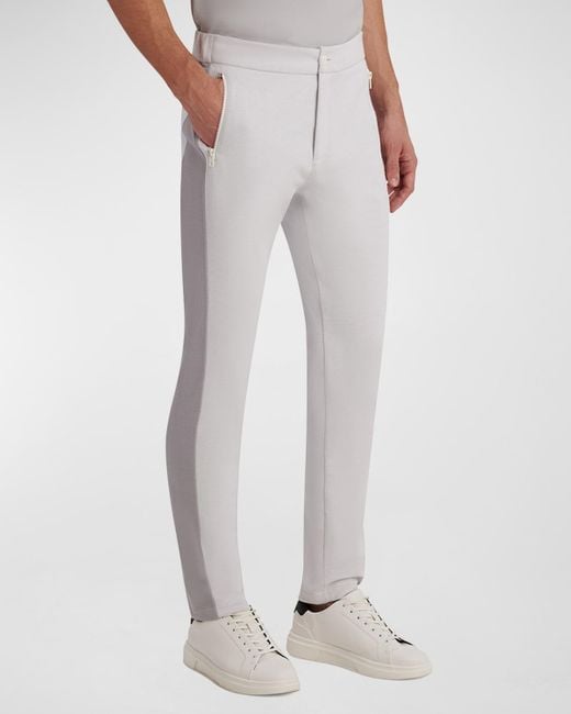 Bugatchi White Comfort Jogger Pants With Contrast Side for men