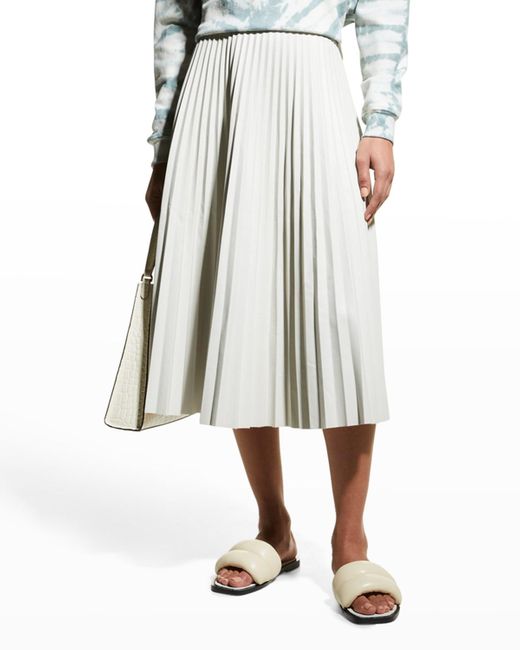 Proenza Schouler White Pleated Vegan Leather Midi Skirt
