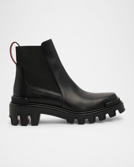 Christian Louboutin Black Marchacroche Dune Leather Chelsea Boots for men