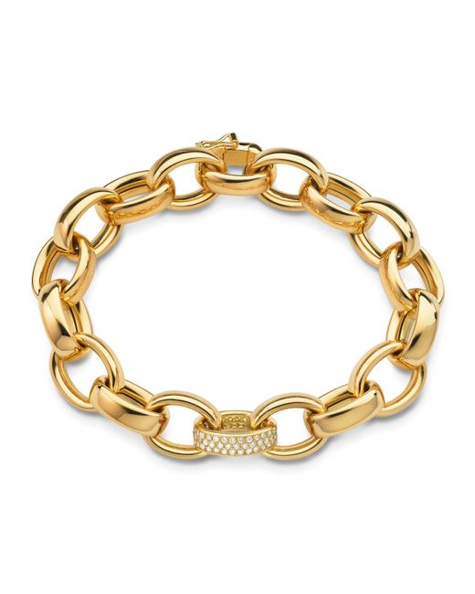 Monica Rich Kosann Metallic 18k Yellow Gold Marilyn Xl Ultra Bracelet With Diamond Pave Link