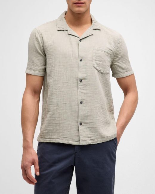 PAIGE Gray Ellerton Textured Camp Shirt for men