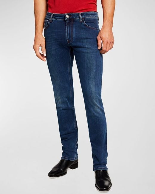 Stefano Ricci Blue Dark-wash Straight-leg Denim Jeans for men