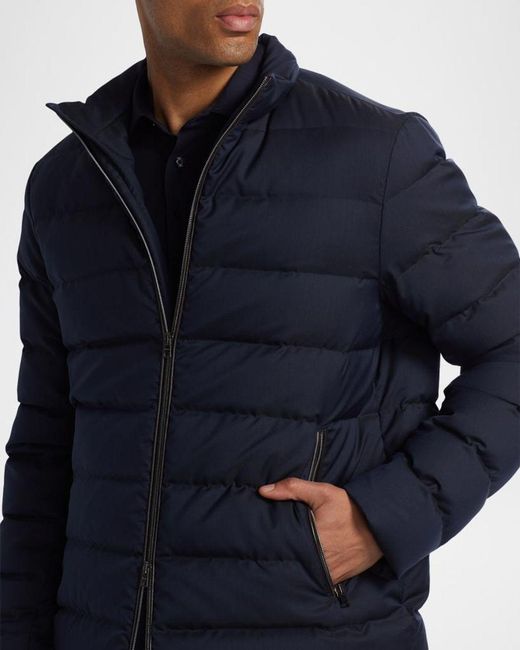 Herno Blue Apos;S Wool Blend Puffer Jacket for men