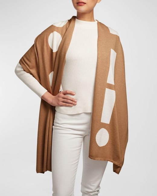 Elyse Maguire Brown Morse Code Hug Knit Merino Wool-blend Wrap