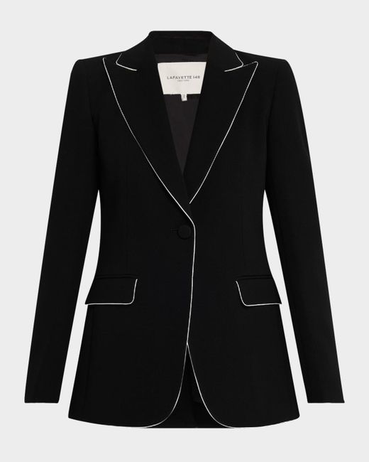 Lafayette 148 New York Black Piped Single-Button Blazer