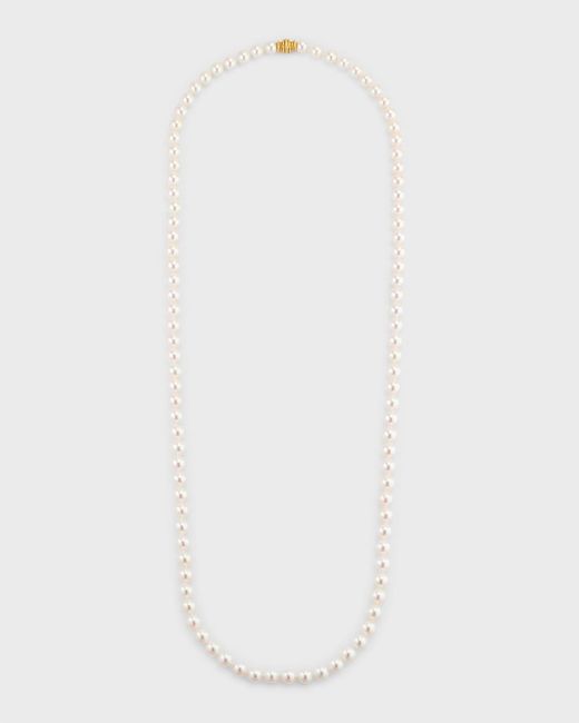 Assael White 32" Akoya Cultured 8mm Pearl Necklace With Yellow Gold Clasp