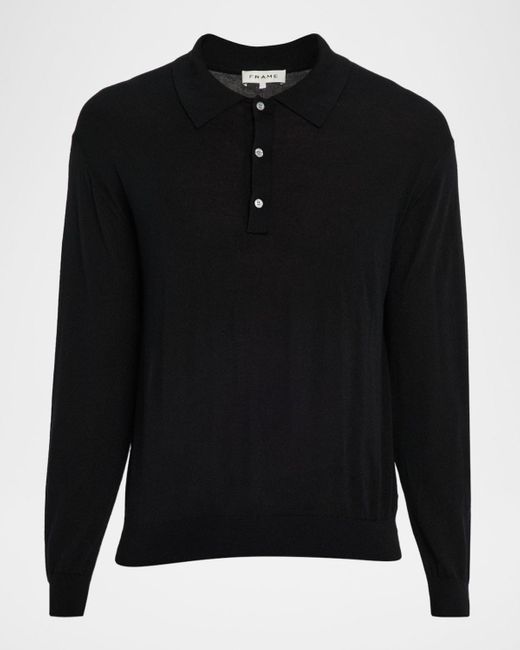 FRAME Black Superfine Wool And Cashmere Polo Sweater for men