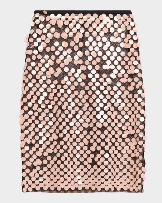 Zankov Orange Yumi Sequined Mesh Skirt