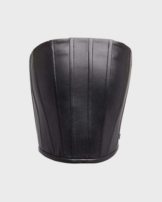 Marc Jacobs Black Strapless Leather Crop Corset Top