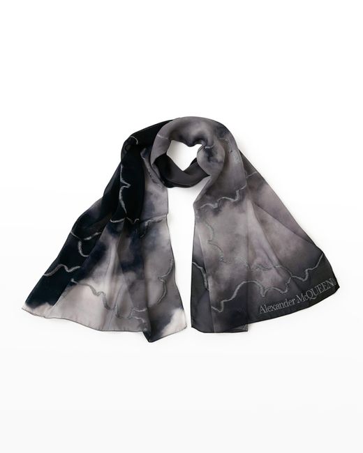 Alexander McQueen Logo Jeweled Cloud-print Scarf in Black | Lyst