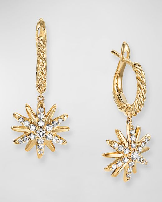 David Yurman Metallic Starburst Drop Earrings In 18k Gold With Diamonds
