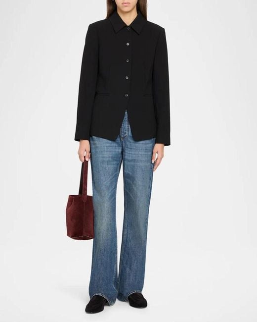 Theory Black Cutaway Single-Breasted Jacket