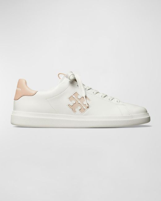 Tory Burch White Double T Howell Low-top Leather Sneakers