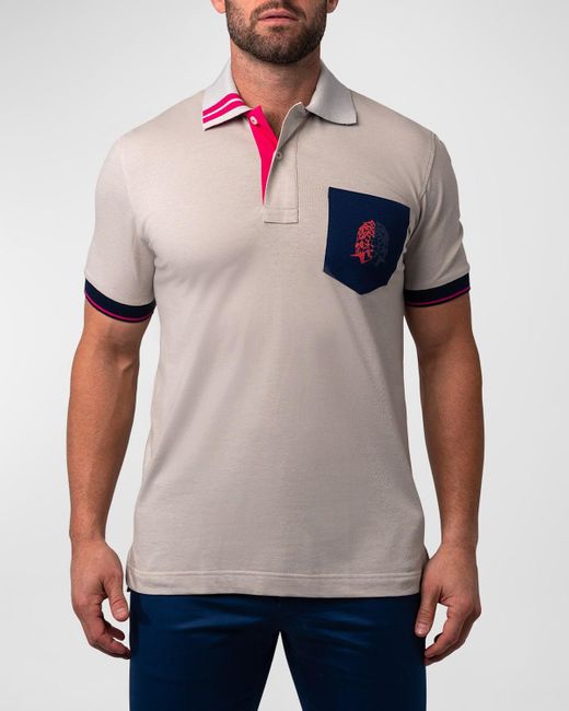 Maceoo Gray Mozart Tipped Polo Shirt for men