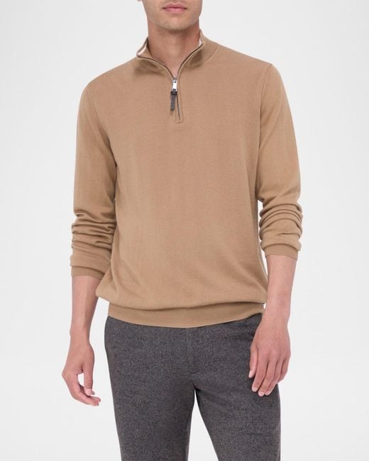 Bugatchi Brown Apos;S Wool Quarter-Zip Sweater for men