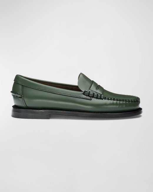 Sebago Green Classic Dan Leather Penny Loafers